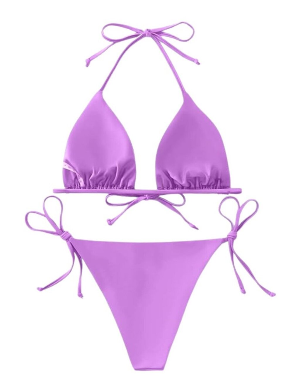 A13 MedPurple String Bikini Triangle Top High Cut Cheeky Bottom Tie Side NWOT - Picture 4 of 4